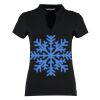 Women's corporate short-sleeved top v-neck mandarin collar (regular fit) Thumbnail