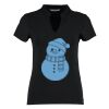 Women's corporate short-sleeved top v-neck mandarin collar (regular fit) Thumbnail