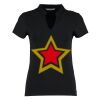 Women's corporate short-sleeved top v-neck mandarin collar (regular fit) Thumbnail