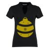 Women's corporate short-sleeved top v-neck mandarin collar (regular fit) Thumbnail