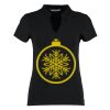 Women's corporate short-sleeved top v-neck mandarin collar (regular fit) Thumbnail