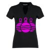 Women's corporate short-sleeved top v-neck mandarin collar (regular fit) Thumbnail