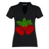 Women's corporate short-sleeved top v-neck mandarin collar (regular fit) Thumbnail