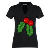 Women's corporate short-sleeved top v-neck mandarin collar (regular fit) Thumbnail