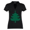 Women's corporate short-sleeved top v-neck mandarin collar (regular fit) Thumbnail