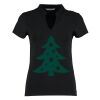 Women's corporate short-sleeved top v-neck mandarin collar (regular fit) Thumbnail