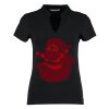 Women's corporate short-sleeved top v-neck mandarin collar (regular fit) Thumbnail