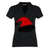 Women's corporate short-sleeved top v-neck mandarin collar (regular fit) Thumbnail