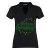 Women's corporate short-sleeved top v-neck mandarin collar (regular fit) Thumbnail