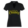 Women's corporate short-sleeved top v-neck mandarin collar (regular fit) Thumbnail