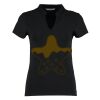 Women's corporate short-sleeved top v-neck mandarin collar (regular fit) Thumbnail