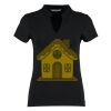 Women's corporate short-sleeved top v-neck mandarin collar (regular fit) Thumbnail