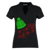 Women's corporate short-sleeved top v-neck mandarin collar (regular fit) Thumbnail