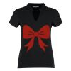 Women's corporate short-sleeved top v-neck mandarin collar (regular fit) Thumbnail
