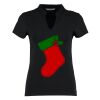 Women's corporate short-sleeved top v-neck mandarin collar (regular fit) Thumbnail
