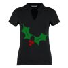 Women's corporate short-sleeved top v-neck mandarin collar (regular fit) Thumbnail