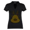 Women's corporate short-sleeved top v-neck mandarin collar (regular fit) Thumbnail