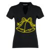 Women's corporate short-sleeved top v-neck mandarin collar (regular fit) Thumbnail