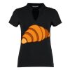 Women's corporate short-sleeved top v-neck mandarin collar (regular fit) Thumbnail