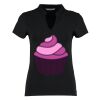 Women's corporate short-sleeved top v-neck mandarin collar (regular fit) Thumbnail