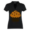 Women's corporate short-sleeved top v-neck mandarin collar (regular fit) Thumbnail