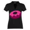 Women's corporate short-sleeved top v-neck mandarin collar (regular fit) Thumbnail