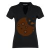 Women's corporate short-sleeved top v-neck mandarin collar (regular fit) Thumbnail