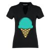 Women's corporate short-sleeved top v-neck mandarin collar (regular fit) Thumbnail