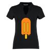 Women's corporate short-sleeved top v-neck mandarin collar (regular fit) Thumbnail