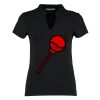Women's corporate short-sleeved top v-neck mandarin collar (regular fit) Thumbnail