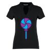 Women's corporate short-sleeved top v-neck mandarin collar (regular fit) Thumbnail