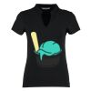 Women's corporate short-sleeved top v-neck mandarin collar (regular fit) Thumbnail