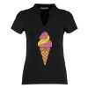 Women's corporate short-sleeved top v-neck mandarin collar (regular fit) Thumbnail