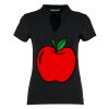 Women's corporate short-sleeved top v-neck mandarin collar (regular fit) Thumbnail