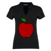 Women's corporate short-sleeved top v-neck mandarin collar (regular fit) Thumbnail