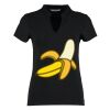 Women's corporate short-sleeved top v-neck mandarin collar (regular fit) Thumbnail