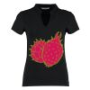 Women's corporate short-sleeved top v-neck mandarin collar (regular fit) Thumbnail