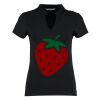 Women's corporate short-sleeved top v-neck mandarin collar (regular fit) Thumbnail