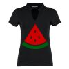 Women's corporate short-sleeved top v-neck mandarin collar (regular fit) Thumbnail