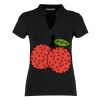 Women's corporate short-sleeved top v-neck mandarin collar (regular fit) Thumbnail