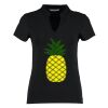 Women's corporate short-sleeved top v-neck mandarin collar (regular fit) Thumbnail