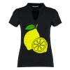 Women's corporate short-sleeved top v-neck mandarin collar (regular fit) Thumbnail
