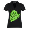 Women's corporate short-sleeved top v-neck mandarin collar (regular fit) Thumbnail