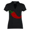 Women's corporate short-sleeved top v-neck mandarin collar (regular fit) Thumbnail