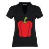 Women's corporate short-sleeved top v-neck mandarin collar (regular fit) Thumbnail
