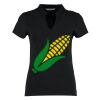 Women's corporate short-sleeved top v-neck mandarin collar (regular fit) Thumbnail