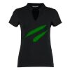 Women's corporate short-sleeved top v-neck mandarin collar (regular fit) Thumbnail