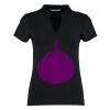 Women's corporate short-sleeved top v-neck mandarin collar (regular fit) Thumbnail