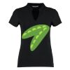 Women's corporate short-sleeved top v-neck mandarin collar (regular fit) Thumbnail