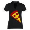 Women's corporate short-sleeved top v-neck mandarin collar (regular fit) Thumbnail